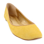 Yellow suede ballet flats, pointed toe with low heel