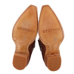Brown booties showing STETSON stamped insoles and rubber sole tread
