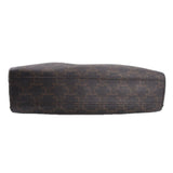 Celine small vertical cabas tote bag, dark brown top panel with patterned fabric and seam