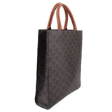 Celine small vertical cabas tote bag, dark brown Triomphe canvas with tan handles