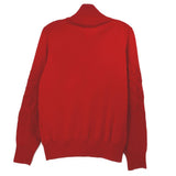 Red turtleneck sweater, long sleeves, ribbed hem and collar