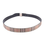 Burberry reversible belt with plaid fabric strap and black top edge