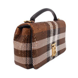 BURBERRY LOLA SEQUIN SHOULDER BAGS BROWN