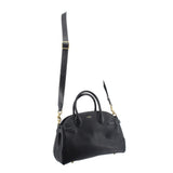 COACH Soft Carryall 28 satchel, black leather, long strap with gold buckles