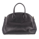 COACH Soft Carryall 28 satchel, black leather, rounded top with two handles