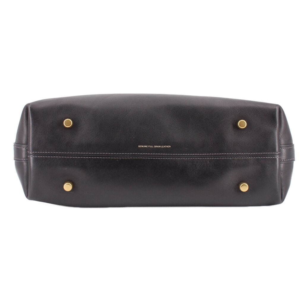 COACH Soft Carryall 28 satchel, black leather with gold feet and back panel details