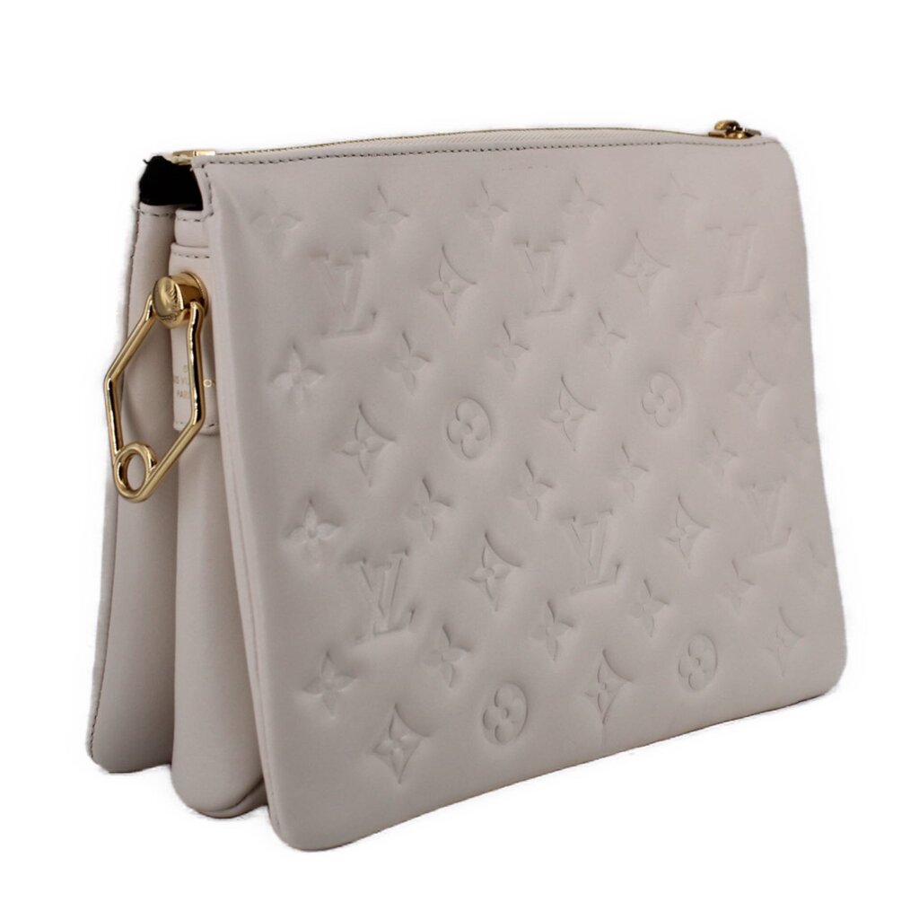LOUIS VUITTON Coussin MM crossbody bag, embossed white, gold-tone side clasp