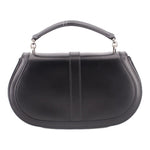 Black leather shoulder bag with structured dome shape and Greca clasp