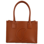Christian Louboutin leather tote bag in brown with double handles and front logo detail.