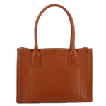 Christian Louboutin brown leather tote bag with two top handles and front pockets.
