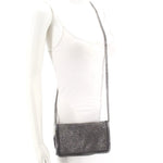 Stella McCartney silver glitter minaudière crossbody bag with chain strap