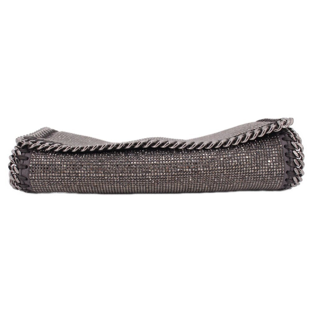 Stella McCartney silver glitter minaudière crossbody bag with chain trim