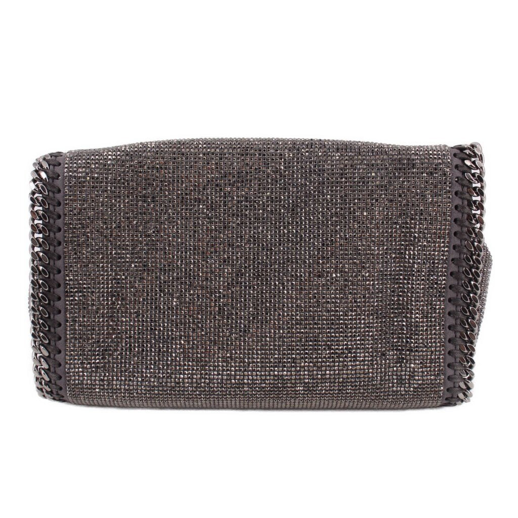 Stella McCartney silver glitter minaudière crossbody bag with chain trim