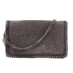Stella McCartney glitter minaudiere crossbody bag with silver chain strap