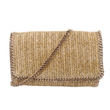 STELLA MCCARTNEY WOVEN STRAW FALABELLA CROSSBODYS TAN