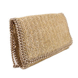 STELLA MCCARTNEY WOVEN STRAW FALABELLA CROSSBODYS TAN