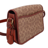 COACH STUDIO SIGNATURE CANVAS SHOULDER BAGS COGNAC