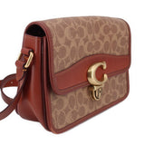 COACH STUDIO SIGNATURE CANVAS SHOULDER BAGS COGNAC