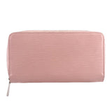 Rose pink zip-around Epi wallet with zipper pull