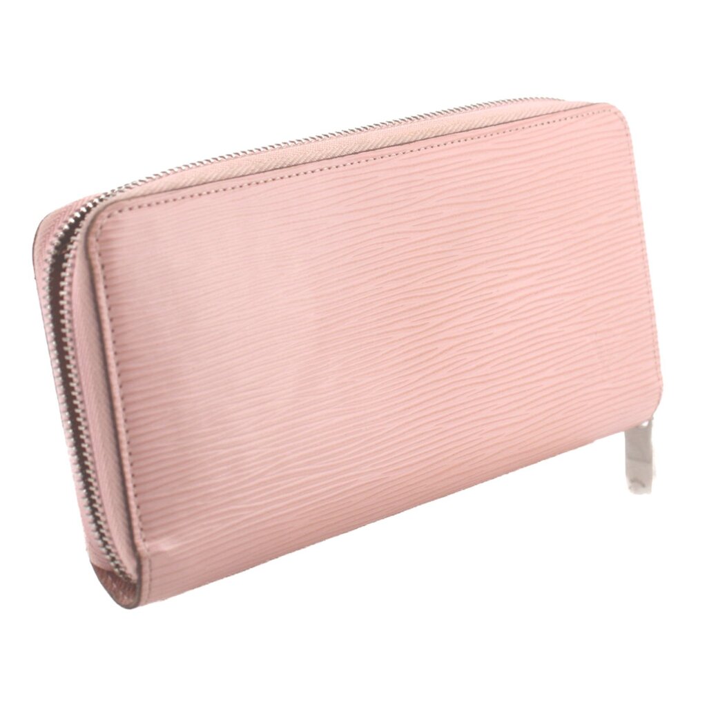 Rose pink Epi wallet side profile with zip closure