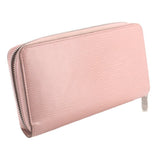 Rose pink Epi wallet side profile with zip closure