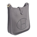 Small crossbody bag, textured leather with perforated H logo front, top snap, dark strap