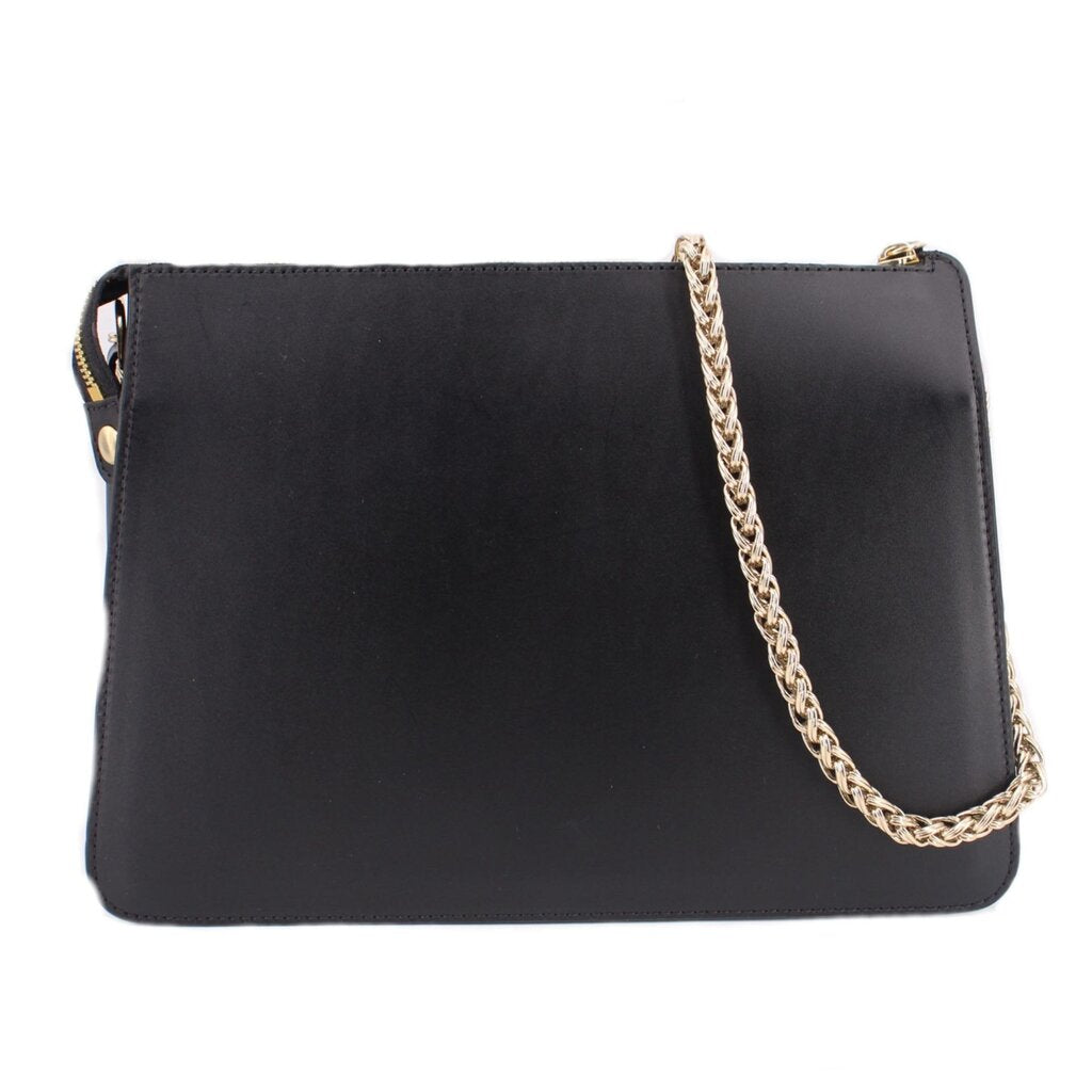 Black A.P.C. shoulder bag with top zip and braided chain shoulder strap
