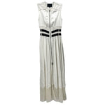 Alexander Wang satin dress, sleeveless white with black waist band and lace hem