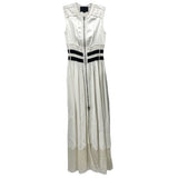 Alexander Wang satin dress, sleeveless white with black waist band and lace hem