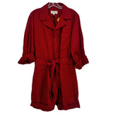 NILI LOTAN DENIM ROMPERS RED XS