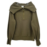 Varley pullover top in olive green with half-zip and stand collar, long sleeves