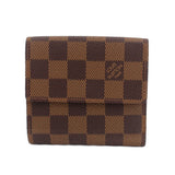LOUIS VUITTON Elise wallet in Damier Ebene canvas, back view with check pattern.