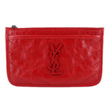 Red quilted leather Niki pouch wallet with YSL logo and top zip
