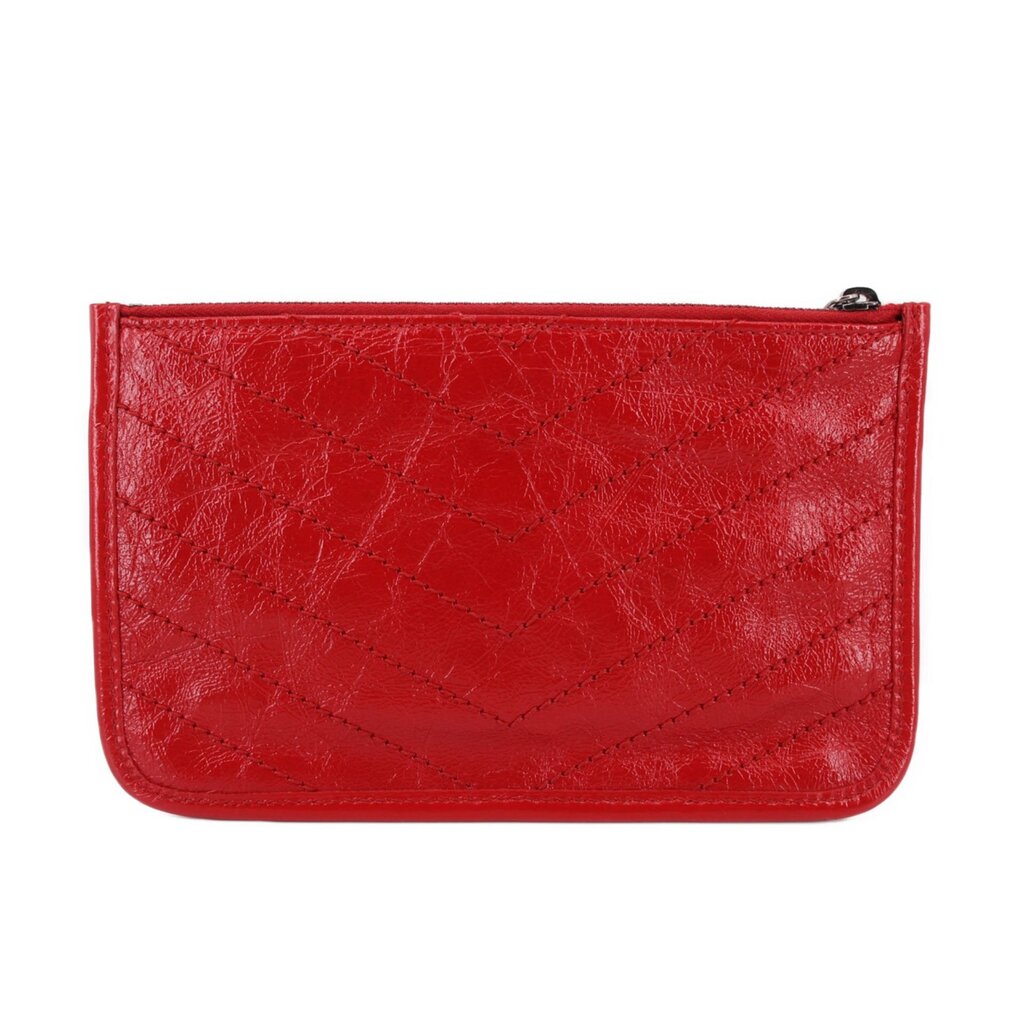 Red leather Niki pouch wallet with top zip and smooth back panel