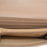 GUCCI taupe Continental wallet interior with gold-tone zipper and card slots