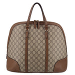 Brown GG canvas dome handle bag with leather trim and double top handles