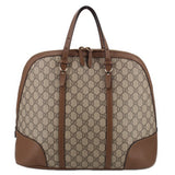 Brown GG canvas dome handle bag with leather trim and double top handles