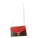Louis Vuitton Pallas chain crossbody bag with red flap and monogram canvas, gold chain