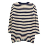 Tory Burch striped knit top, crew back with navy collar, cream and navy horizontal stripes