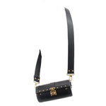 LOUIS VUITTON Papillon crossbody bag on shoulder strap, small black textured leather