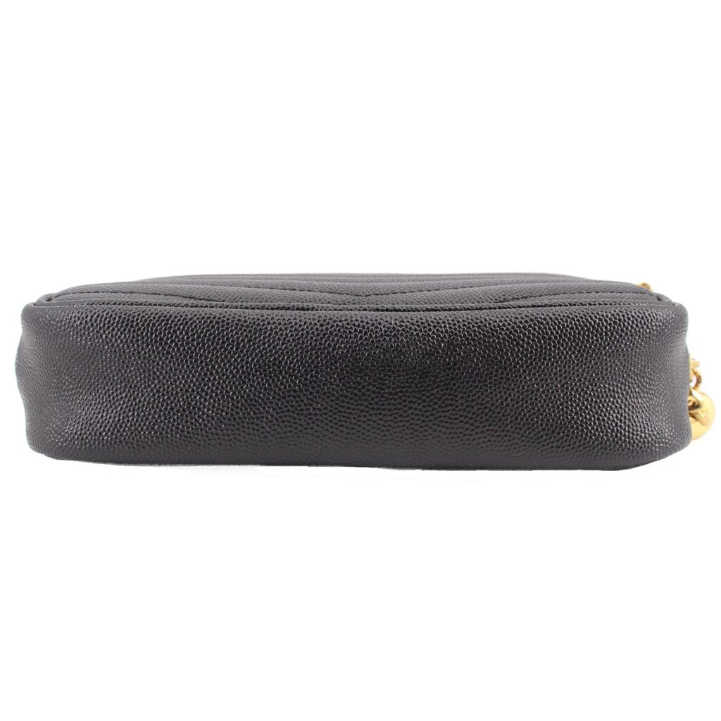 Saint Laurent mini Lou camera crossbody bag, black textured leather back with gold hardware