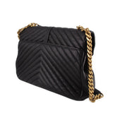 SAINT LAURENT COLLEGE LARGE FLAP SHOULDER BAGS BLACK