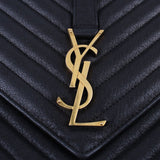 SAINT LAURENT COLLEGE LARGE FLAP SHOULDER BAGS BLACK