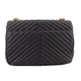 SAINT LAURENT COLLEGE LARGE FLAP SHOULDER BAGS BLACK