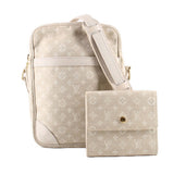 LOUIS VUITTON DUNUBE MIN LIN W ELISE WALLET CROSSBODYS CREAM