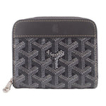 GOYARD Matigna PM wallet in gray monogram canvas with top zipper and leather trim