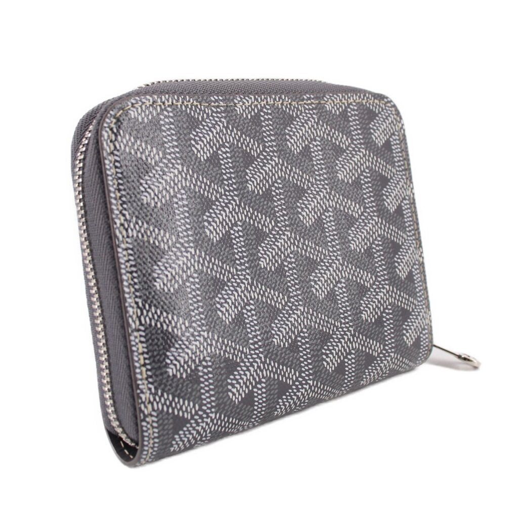 Matigna PM wallet in gray monogram canvas with top zipper and leather side trim