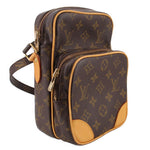 LOUIS VUITTON vintage monogram crossbody bag, front pockets with zip closures and tan edges