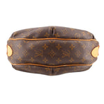 Louis Vuitton Tulum GM crossbody bag bottom view, monogram canvas with tan edge trim