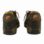 NIKE Air Force 1 Wild sneakers heel view, Nike Air patch on dark olive fabric